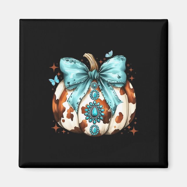 Howdy Fall Western Pumpkin Halloween Cowhide Pumpk Magnet (Vorne)