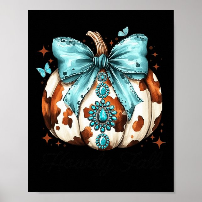 Howdy Fall Western Pumpkin Halloween Cowhide Pumpk Poster (Vorne)