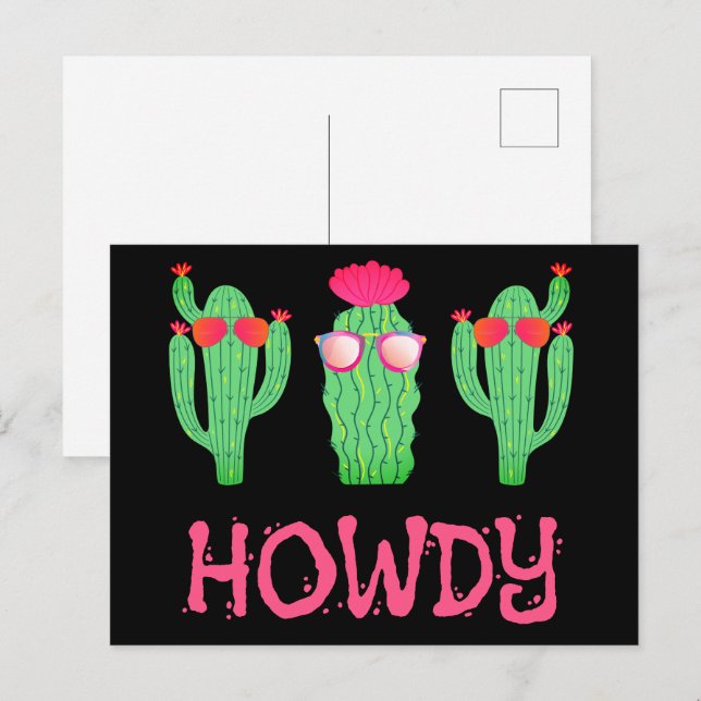 Howdy Funny Western Cactus Cartoon Characters Postkarte (Vorne/Hinten)