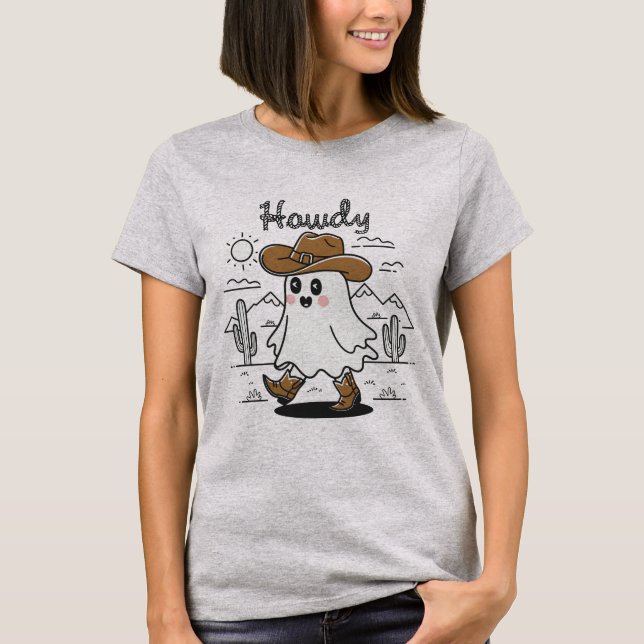 Howdy Ghost Cowboy Halloween T-Shirt (Vorderseite)