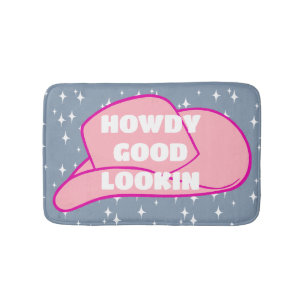 Howdy Good Lookin Rancher Cowboy Hat Blue Badematte