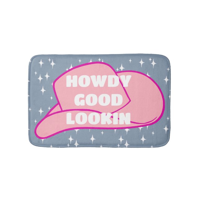 Howdy Good Lookin Rancher Cowboy Hat Blue Badematte (Vorderseite)