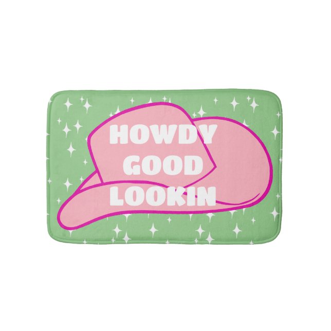 Howdy Good Lookin Rancher Cowboy Hat Green Dorm Badematte (Vorderseite)
