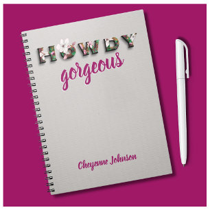 Howdy Gorgeous Natural Linen Chic Floral Notizblock