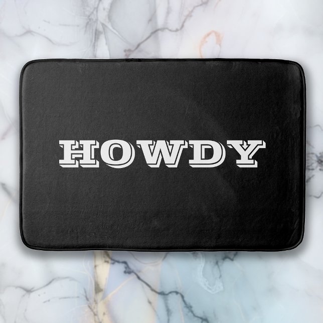 "Howdy" Gruß oder Name, schwarz Badematte (Von Creator hochgeladen)