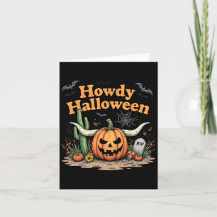 Howdy Halloween Pumpkin Skull Wüste Western Scene Karte