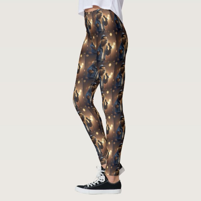 "Howdy Harmonics: The Denim-Clad Capybara Crooner" Leggings (Links)