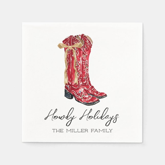 Howdy Holidays Cowgirl Serviette (Vorderseite)