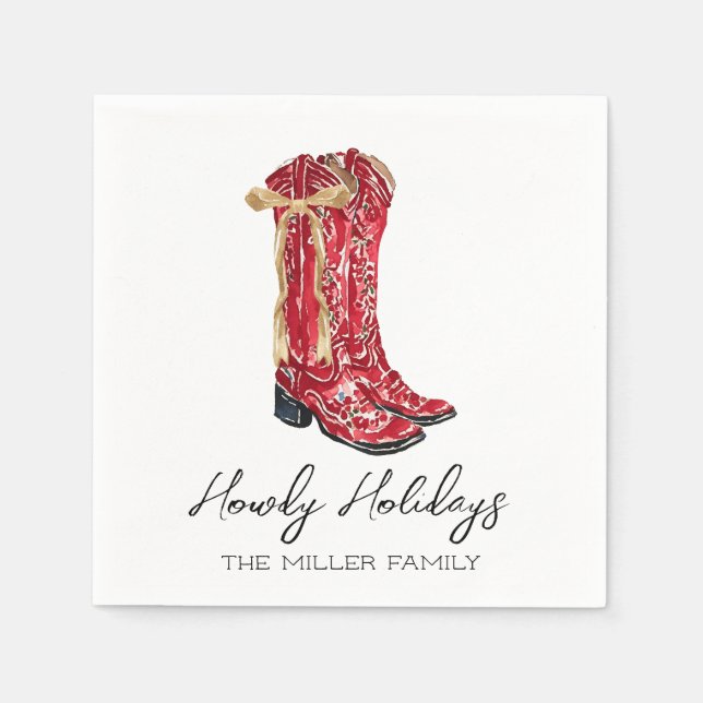 Howdy Holidays Cowgirl Serviette (Vorderseite)