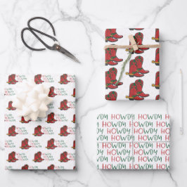 HOwdy HOwdy HOwdy Christmas Cowboy Boots Geschenkpapier Set