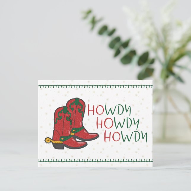 HOwdy HOwdy HOwdy Christmas Cowboy Boots Postkarte (Stehend Vorderseite)