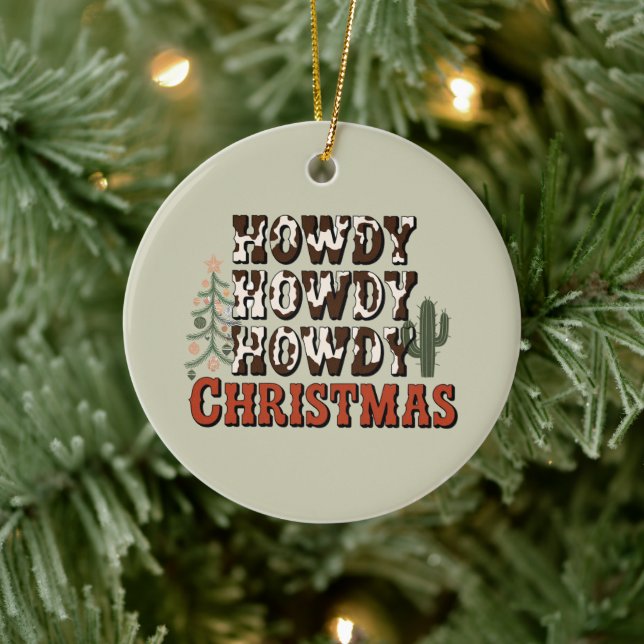Howdy Howdy Howdy Weihnachtsfamilie Xmas Party Ges Keramik Ornament (Baum)