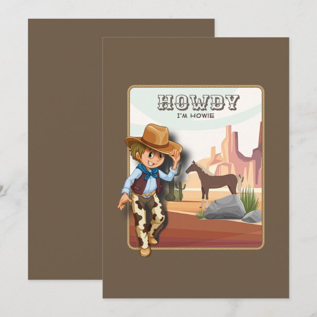 Howdy howie invitation poster de animal de premier (Devant / Derrière)
