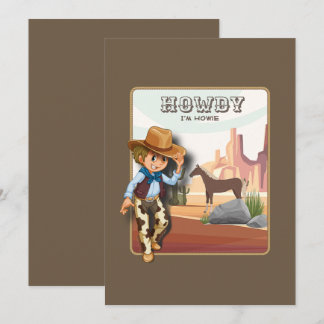 Howdy howies Erstgeburtstag Tierausdruck Einladung