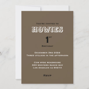 Howdy howies Erstgeburtstag Tierausdruck Einladung