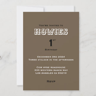 Howdy howies Erstgeburtstag Tierausdruck Einladung