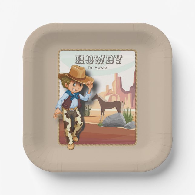 Howdy howies Erstgeburtstier Pappteller (Vorderseite)