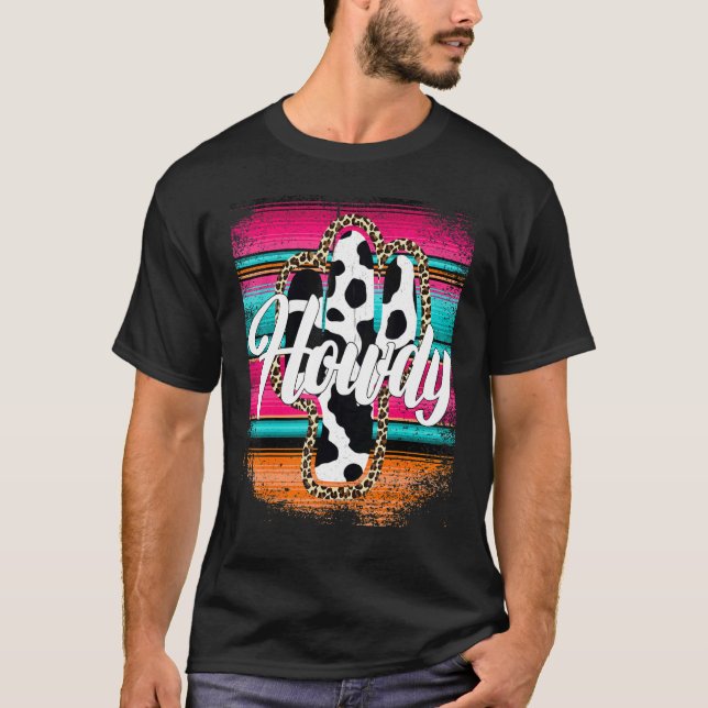 HOWDY Kuhmuster Cactus Serape Cactus Leopard T-Shirt (Vorderseite)
