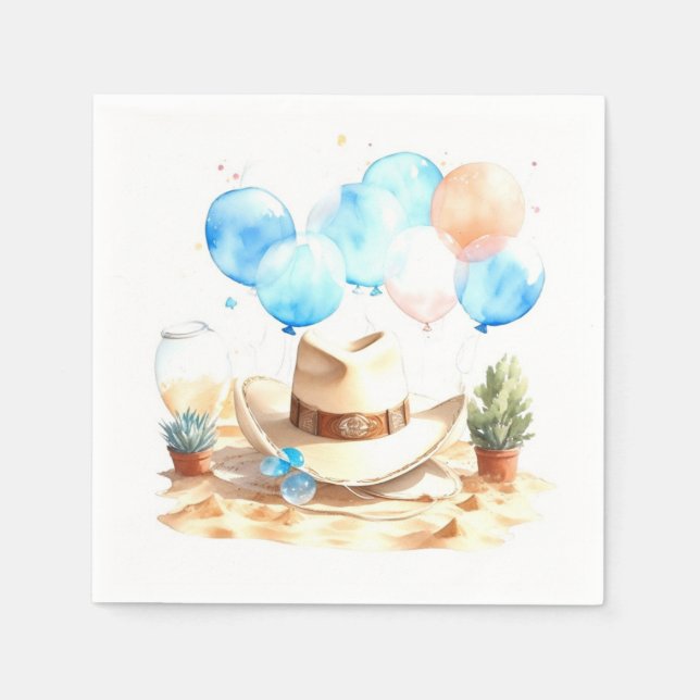 Howdy, Little One Watercolor Cowboy Babydusche Serviette (Vorderseite)