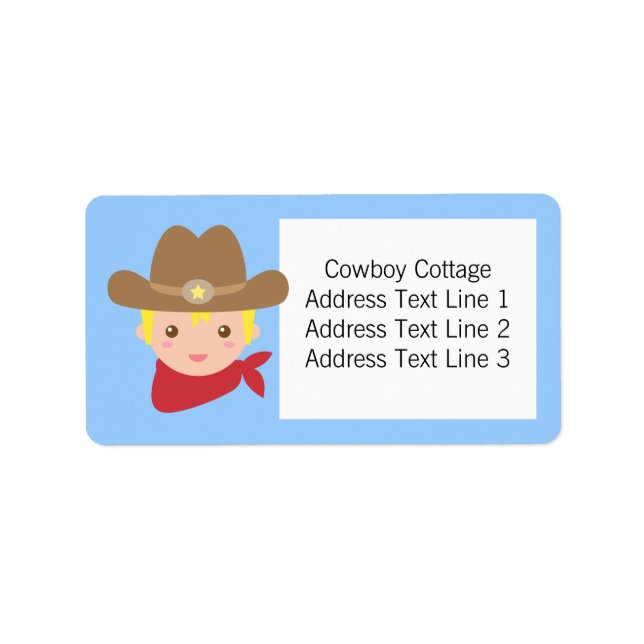 Howdy, Niedlicher Cowboy für kleine Jungen Adressaufkleber (Vorne)