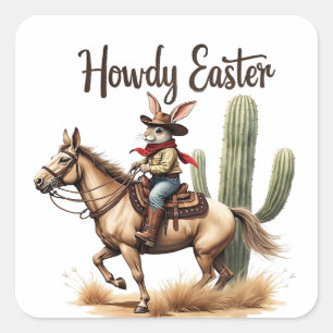 Howdy Oaster Bunny Reiten Quadratischer Aufkleber