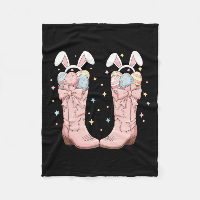 Howdy Osteroster Western Ostern Bunny Cowboy Boots Fleecedecke (Vorderseite)