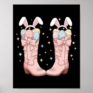 Howdy Osteroster Western Ostern Bunny Cowboy Boots Poster