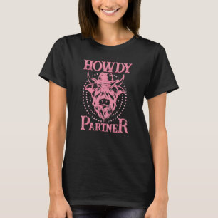 Howdy Partner Vintag Highland Cow Rodeo Southern T-Shirt