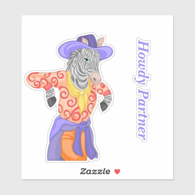 Howdy Partner Zebra Aufkleber (Blatt)