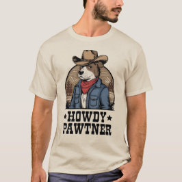Howdy Pawtner Funny Country Western Dog Vintag T-Shirt
