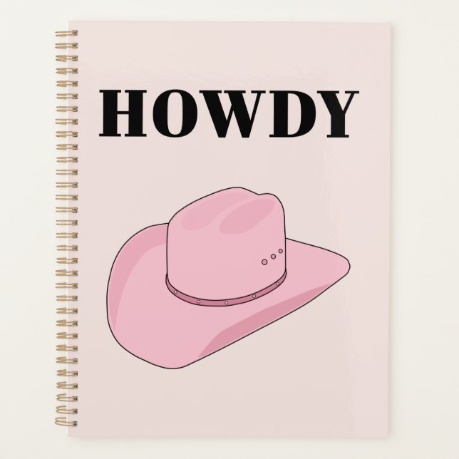 Howdy Pink Cowboy Hat Planer (Vorderseite)