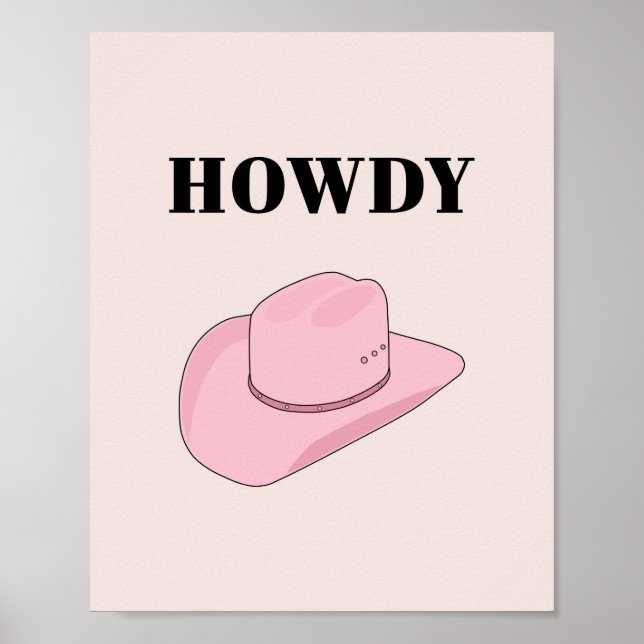 Howdy Pink Cowboy Hat Poster (Vorne)