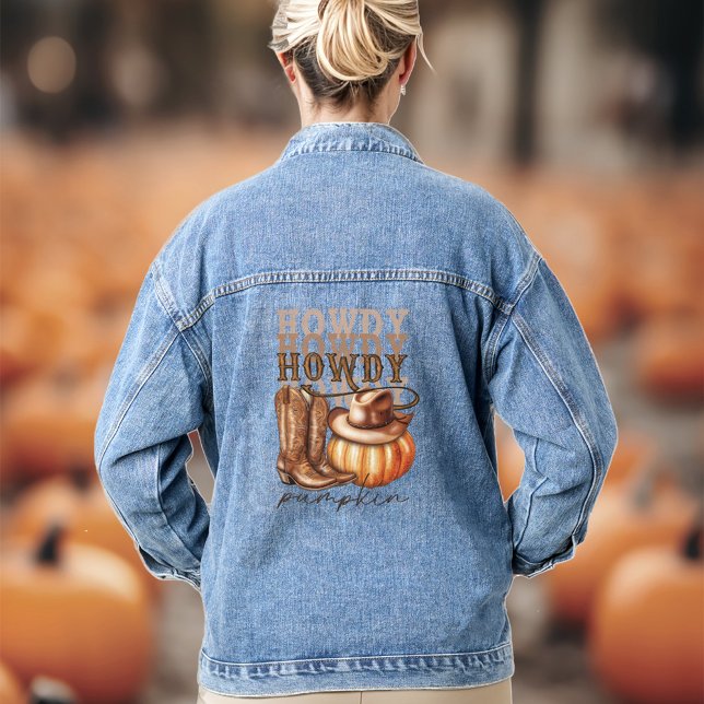 Howdy Pumpkin Cowgirl Western Denim Jacket Jeansjacke (Howdy Pumpkin Cowgirl Western Denim Jacket)