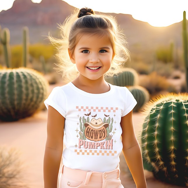 Howdy Pumpkin Halloween Retro Western Pink Girl T-Shirt (Howdy Pumpkin Halloween Retro Western Pink Girl T-Shirt)