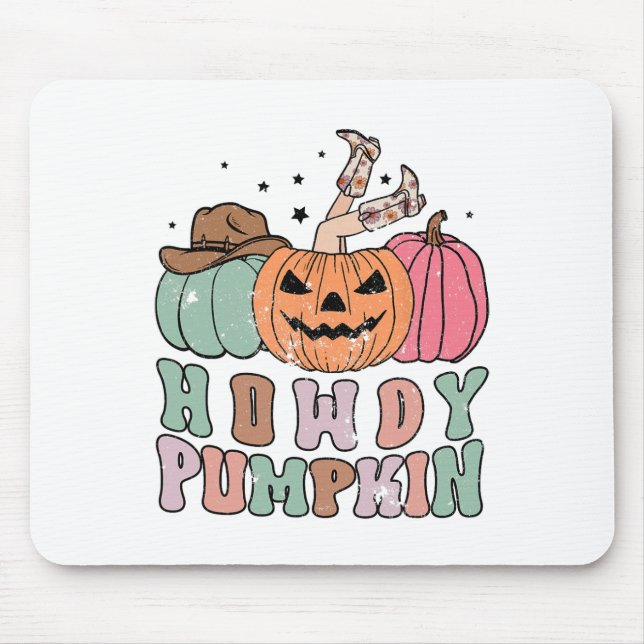 Howdy Pumpkin Western Fall Rodeo Halloween Mousepad (Vorne)