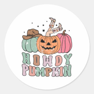 Howdy Pumpkin Western Fall Rodeo Halloween Runder Aufkleber
