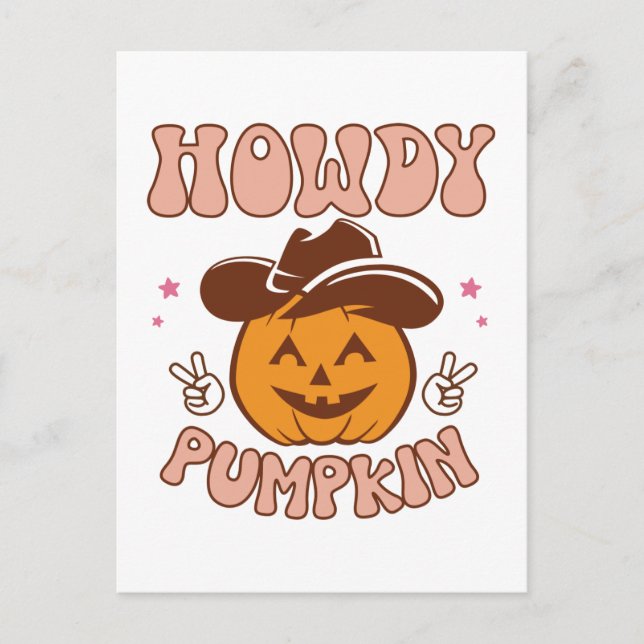 Howdy Pumpkin Western Retro Halloween Postkarte (Vorderseite)