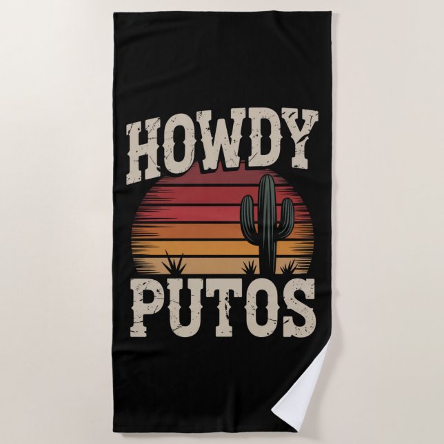 Howdy Putos Funny Cactus Retro Vintag Strandtuch (Vorderseite)