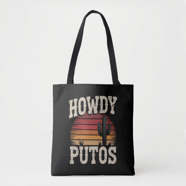 Howdy Putos Funny Cactus Retro Vintag Tasche (Vorderseite)