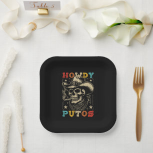 Howdy Putos Funny Skull Retro Vintag Pappteller