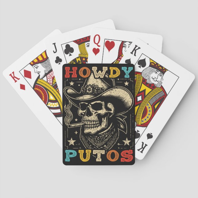Howdy Putos Funny Skull Retro Vintag Spielkarten (Rückseite)