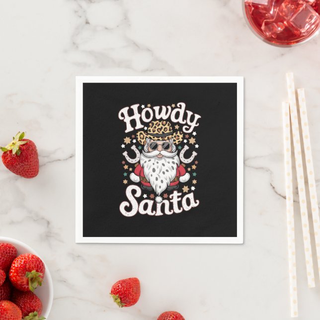 Howdy Santa Western Cowboy Rodeo Weihnachtsgeschen Serviette (Beispiel)