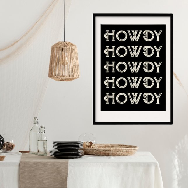 Howdy Typografy Western Wall Ranch Cabin Zuhause Poster (howdy typography poster perfect new cabin gift idea for a new ranch owner)