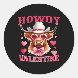 Howdy Valentine Cow Cowboy Valentine's Day Western Runder Aufkleber