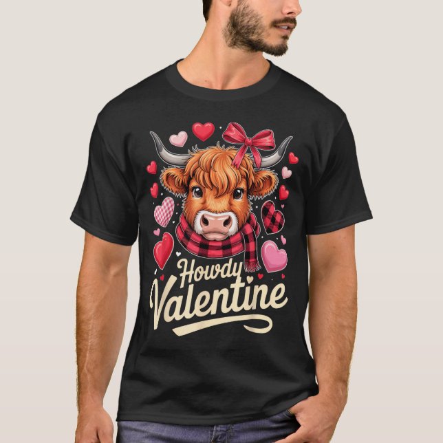 Howdy Valentine Cow Love Outfit For Couples And Af T-Shirt (Vorderseite)