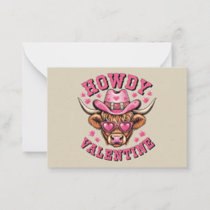 Howdy Valentine Cow Valentines Da&y Coquette Liebe Mitteilungskarte