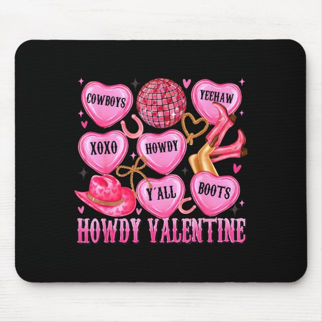 Howdy Valentine Western Cowgirl Hearts Candy Women Mousepad (Vorne)