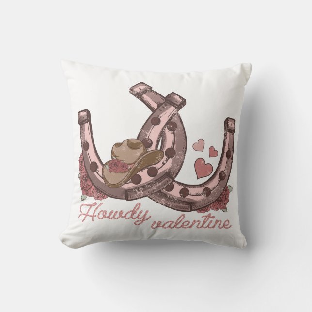 Howdy Valentine Western Horseshoes Kissen (Vorderseite)