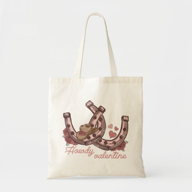 Howdy Valentine Western Horseshoes Tragetasche (Vorne)
