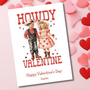 Howdy Valentine Westkinder Vintager Valentinstag Feiertagskarte